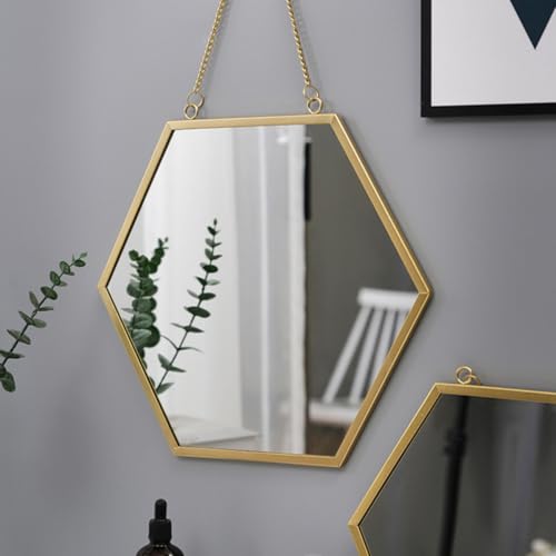 Miroir mural hexagonal en métal et verre pour salle de bain - 6