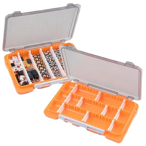 2 Pack Double Sided Fishing Tackle Box, 2-in-1 Lure Box with Adjustable Dividers, Portable Bait Storage Organizer, Plastic Fishing Accessories Case