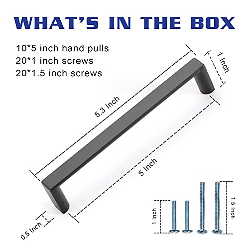 Image of 10 Pack 5 Inch(128mm) Kitchen Cabinet Handles Matte Black Cabinet Pulls Kitchen Cabinet Hardware Drawer Pulls for Dresser Cupboard Wardrobe