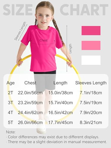 Image of Poroka 3 Pieces Girls UPF 50+ Sun Protective Rash Guard Toddler Swim Shirt Quick Dry Toddler Girl Sports Shirt