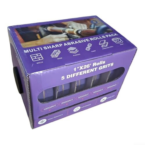 Lot de 5 rouleaux de papier abrasif pour théière avec argile violette - Rouleaux abrasifs pour polissage de poterie en céramique - Papier abrasif déchirable à la main