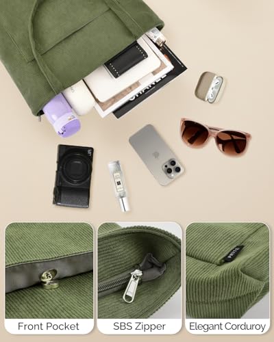 Prite Corduroy Tote Bag For Women Large Shoulder Bag With Zipper And Pockets For College Work Travel Shopping thumb #5