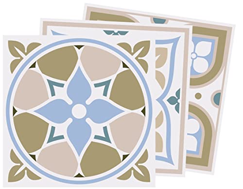 WALPLUS 15cm 24pcs Parchment Grey Colour Spanish Wall Tile Stickers Self-Adhesive Peel and Stick Decals Vinyl Home Decor Gift DIY Living Splashbacks Spring Easter Decoration Tile Paint Stick on Tiles