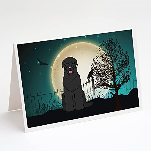 Caroline's Treasures BB2216GCA7P Halloween Scary Black Russian Terrier Greeting Cards and Envelopes Pack of 8 Blank Cards with Envelopes Whimsical A7 Size 5x7 Blank Note Cards