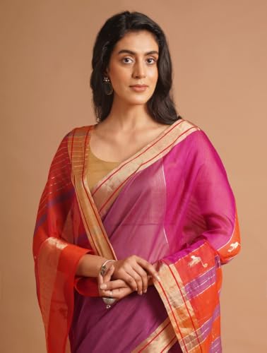 Jaypore purple chanderi silk saree – image 3