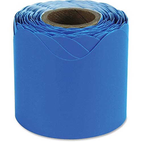 Carson Dellosa Scalloped Bulletin Board Border—Blue Rolled Border for Bulletin Boards, Desks, Locker Displays, Homeschool or Classroom Decor (2.25