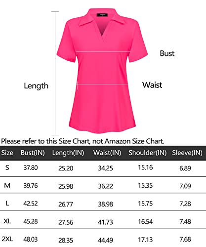 Vidusou Womens Golf Shirts,Tennis Polo Womens Short Sleeve Athletic T-Shirts Sport Activewear Workout Golf Apparel Running Outdoor Clothes Rose Red Xl #TOP5