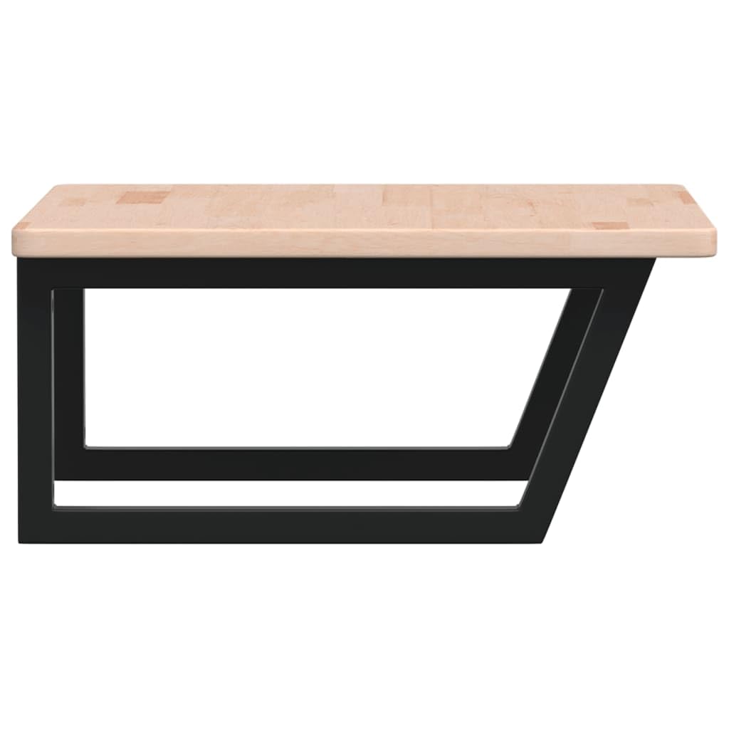 Lavabo flotante de madera maciza de roble con mango de acero, estante de pared de baño resistente, estante para cremas y toallas que ahorra espacio, sin taladrar