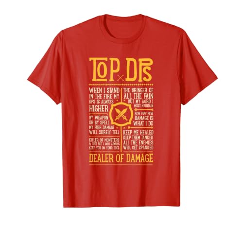 Wow Funny Top DPS Role Play Gaming T-Shirt, Men, Red, X-Large