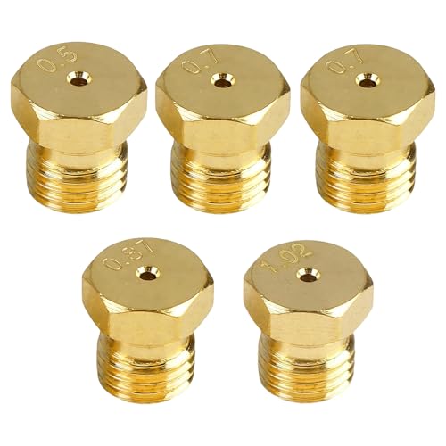 5 Piezas Inyectores Cocina Gas Butano, Inyectores Cocina Gas Butano Universales Boquilla de Repuesto para Encimera - Rosca M6 1x0.5, 2x0.7, 1x0.87, 1x1.02
