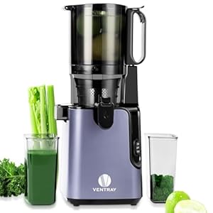 Ventray Slow Masticating Juicer, 5.1″ Extra Large Feed Chute Cold Press Juicer for Whole Vegetables & Fruits, 250w, High Juice Yield, Easy to Clean with Brush, Fit for Batch Juicing