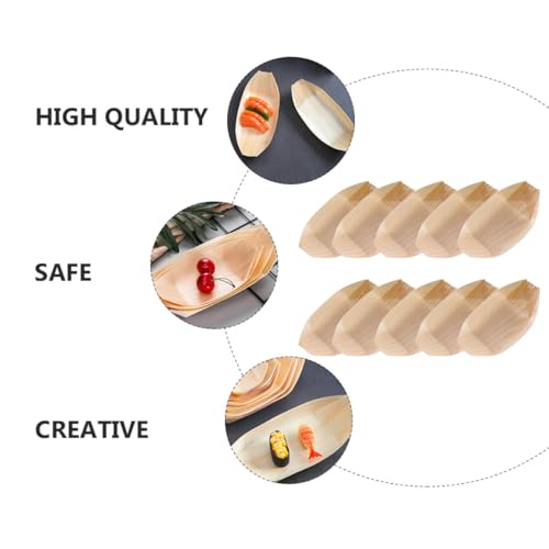 Platos desechables de madera Lurrose 50 uds forma barco miniatura 3