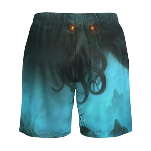 Dead Cthulhu Waits Dreaming. Men's Swim Trunk Quick-Dry Shorts with Mesh Lining And Pockets4