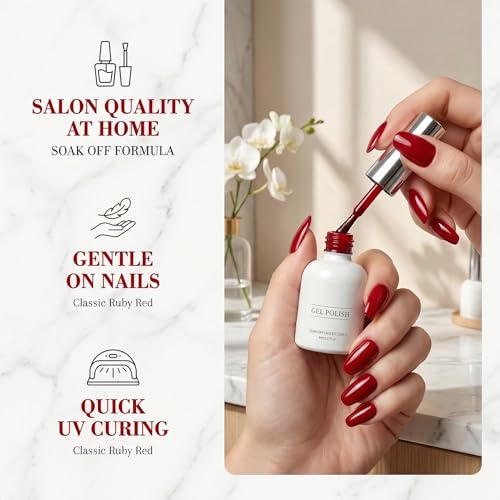 Esmalte de uñas gel rojo neón 8ml para todas pieles miniatura 6