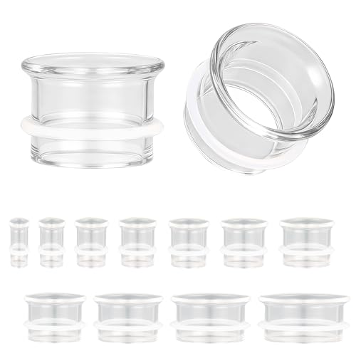 ZS 1 Pair Glass Ear Gauges | Hypoallergenic Single Flare Ear Tunnels | Lightweight Ear Stretchers Piercing Jewelry with O-Rings | Sizes 2G to 1 Inch (Clear,2g(6mm))