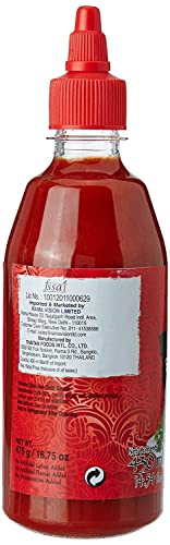 Image of Real THAI Original Thai Cuisine Sriracha Extra Hot Chilli Sauce, 430ml,Red,7259 (Pack of 2)