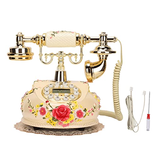 Téléphone Vintage Rétro, Téléphones Fixes de Style Européen à L'ancienne avec écran LCD à Bouton-Poussoir, Carte sans Fil Rétro Luxueuse, Téléphone Fixe Vintage pour Salon, Bureau, Hôtel Cover
