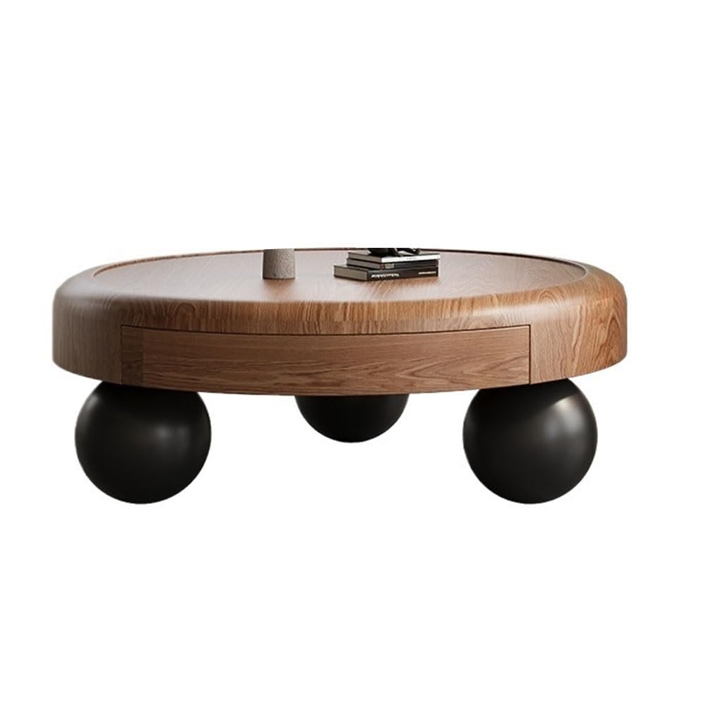 ZTHYSHOZ Side Table Round Wooden Coffee Table with Drawer Modern Home Living Room Decor