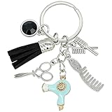 Moydolo Kamm Schere Haartrockner Schlüsselanhänger Barbe Schlüsselanhänger für Friseur Haarstylist Handtasche Rucksack