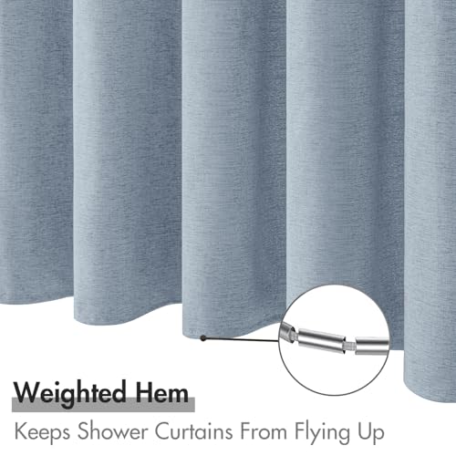 MIULEE 72 x 84 Extra Long Linen Shower Curtain Light Blue 12 Metal Hooks by MIULEE - Used condition - Image 5