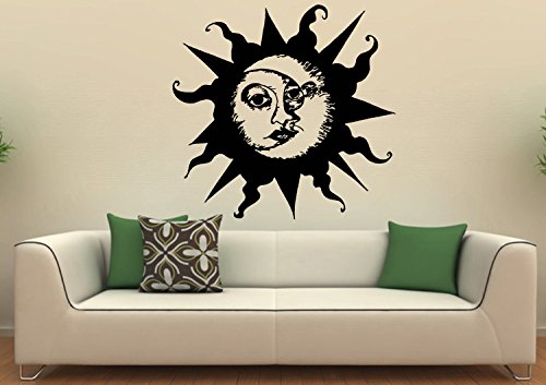 AnOL (100 x 93 cm) winylowa naklejka ścienna słońce i księżyc/półksiężyc etyczny symbol sztuka dekoracja naklejka/usuwalna DIY domowy mural + darmowy losowy prezent naklejka!