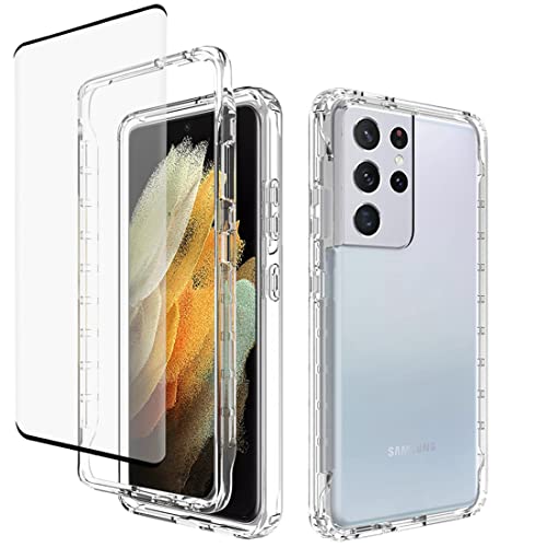Coque Galaxy S21 Ultra 5G SM-G998U antichoc silicone transparent avec verre trempé écran
