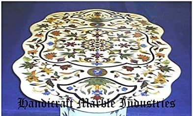 48" x 30" Inch Marble Dining Table Top, Eating Table, Breakfast Table, Dinner Table, Marble Patio Table, Indian Taj Mahal Marble Table Top, Piece of Conversation, Family Heir Loom