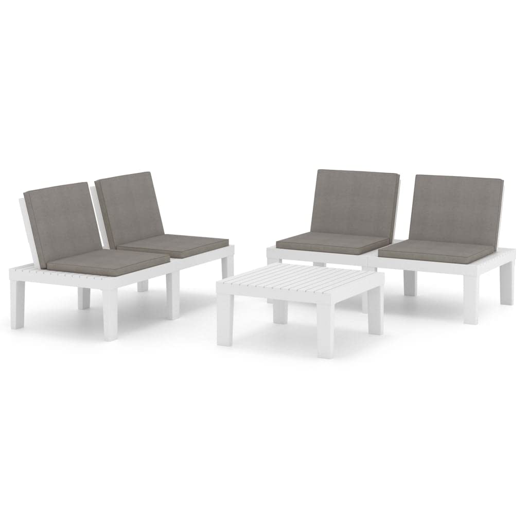 KCCKOM Garden Furniture Set 3 Piece Patio Lounge Set with Cushions Plastic White