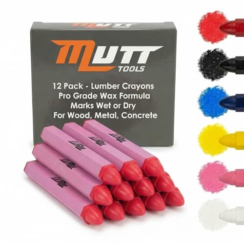 Mutt Tools Pink Lumber Crayon 12 Pack - Construction Crayon for Wood Marking Tire Marking Crayones de Madera Marcadores para Construccion