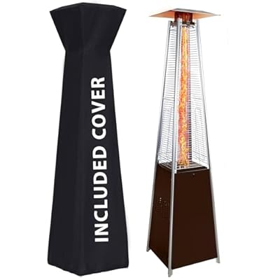 Pyramid outdoor heater, 48000 BTU Propane Patio Heater with Detachable Wheels and Protective Cover, Outdoor Propane Heaters for Patio(Brown)