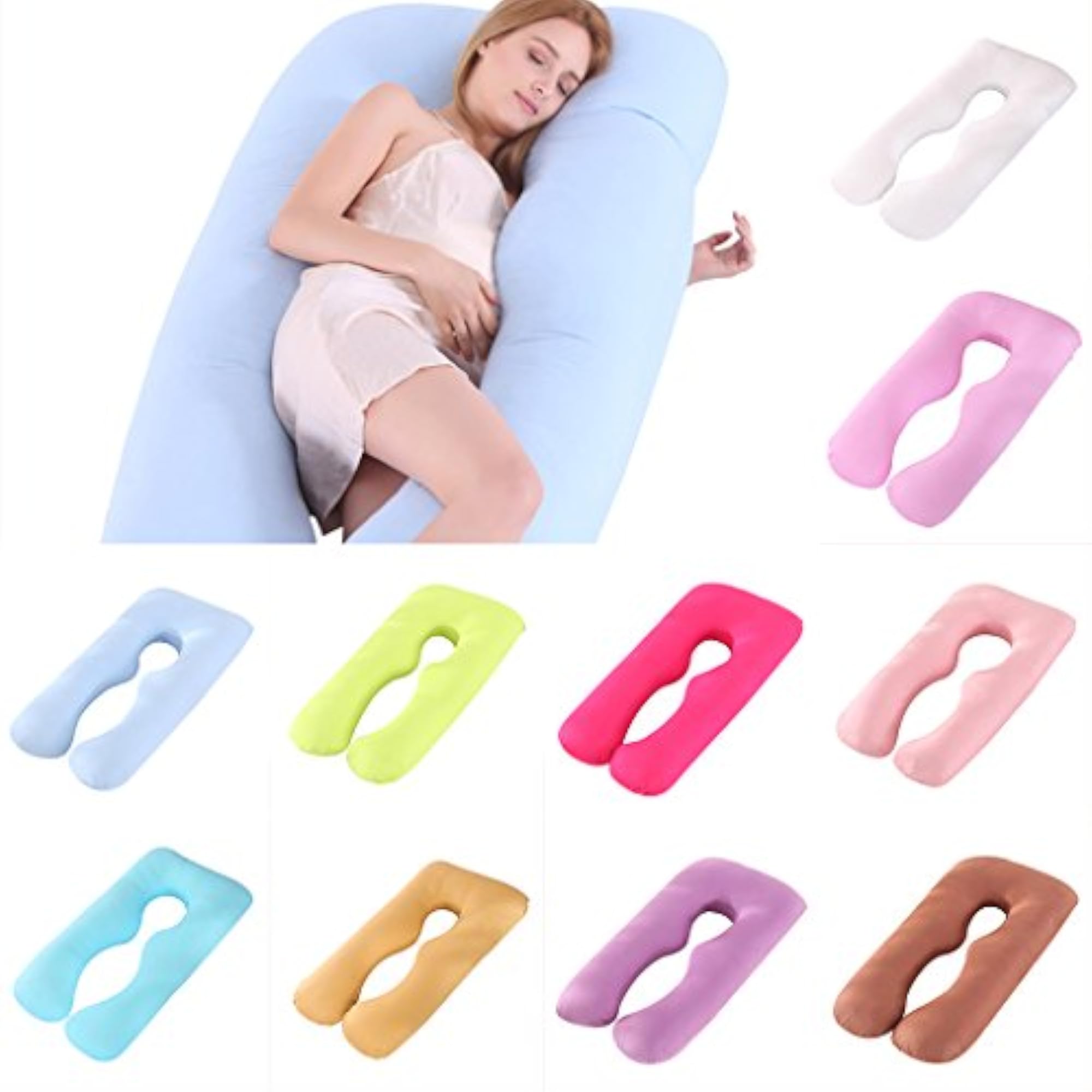 U Shape Body Bolster Maternity Support Pillow, White
