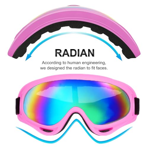 Image of LJDJ Motorcycle Goggles,2 Pack Dirt Bike ATV Motocross Riding Hiking Protective with 2 Pack Neck Breathable Bandana Mask (Rose Pink /Colorful+mask)