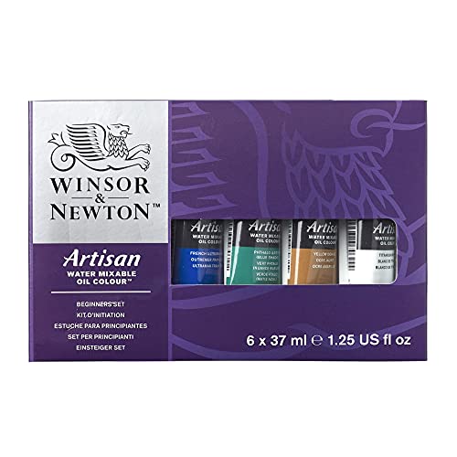 Winsor & Newton Artisan Water Mixable Oil Color Paint, Beginners Set, 1.25-oz (37ml) Tubes, Set of 6 by Winsor & Newton - Used condition - US$16.07