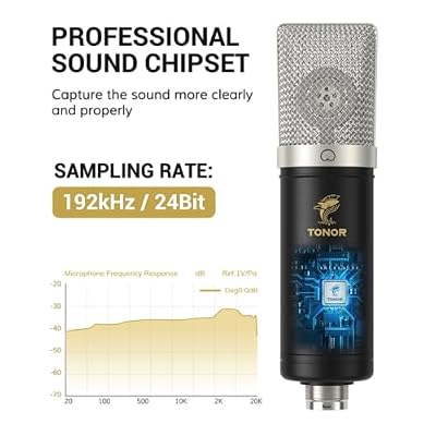 TONOR Condenser Microphone 192kHz/24Bit, USB Cardioid Computer Mic Kit with Upgraded Boom Arm/Spider Shock Mount for Recording, Streaming, Gaming, Podcasting, Voice Over, YouTube, TC-2030