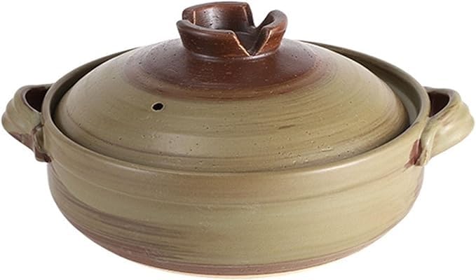 Cacerola de cerámica para olla caliente, olla redonda aislada para cocinar al vapor, cocinar a fuego lento y cocinar lentamente