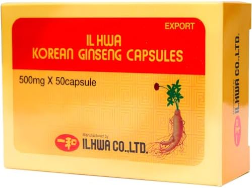 Ginseng de Corée 100% Authentique 500 mg, 50 Gélules | Panax Gins...