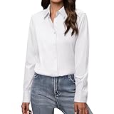 LXEASYGO Womens Shirts Long Sleeve Regular Fit Button Down Stretch Work Shirt Business Office Casual Blouse for Ladies (UK, Alpha, M, Regular, Regular, White)