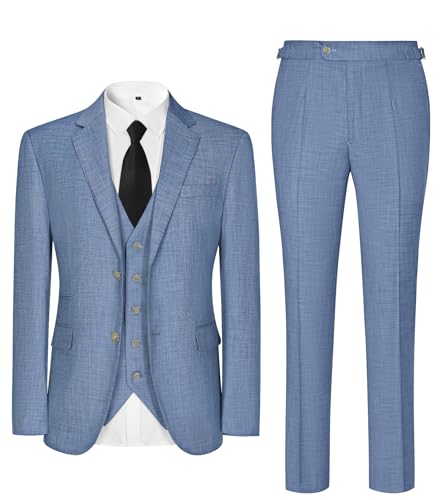 Men's 3 Piece Slim Fit Suit Set 2 Button Dress Suits Formal Tuxedo Blazer Jacket Vest Pants Set2