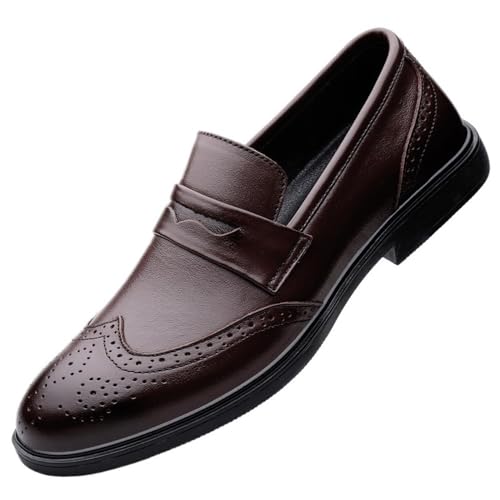 Mens Loafers Suede Vamp Uniform Office Round Toe Solid Color Casual Slip Resistant Low Top Rubber Sole Non Slip Dress Slip-on
