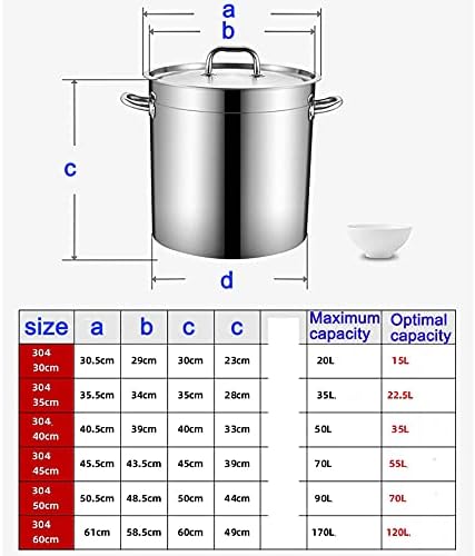 Soup Bucket 201 Stainless Steel Commercial Thickened Large-Capacity brine Pot with lid Rice Bucket Induction Cooker (Size : 30cm) (35cm) image 4
