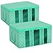 Sorbus Foldable Storage Bag Organizers, 3 Sections, Great for Clothes, Blankets, Closets, Bedrooms, and More, 2-Pack (Teal)