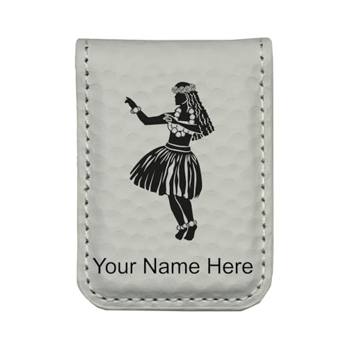 LaserGram Slim Magnetic Money Clip, Hula Dancer Woman, Personalized Engraving Included (Golf White)