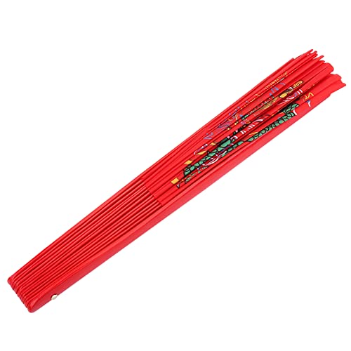 EMUKOEP Bambù Naturale, Fan Red Tai Chi Mano Destra per Allenamento Pratica di Danza di Wushu, Fan di Tai Chi