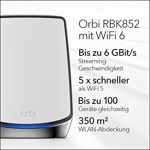 Netgear Orbi WiFi 6 Mesh WLAN System RBK852 Glasfaser-Router