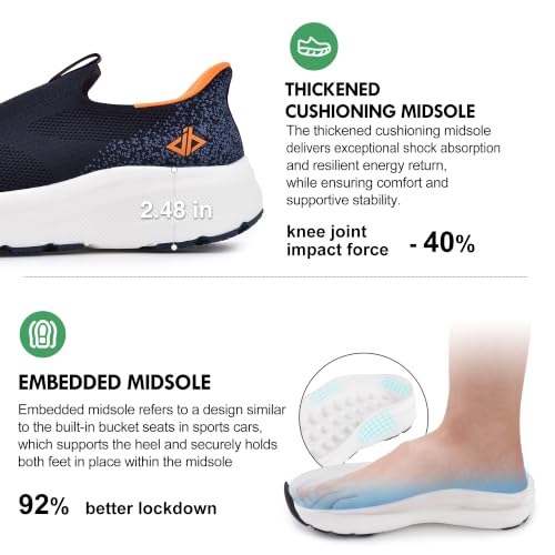 Image of Men Slip in Free up Hands Shoe Wide Toe Box Arch Support Orthopedic Walking | Mens Casual Slip On Sneakers, Cushioned, Zero Drop Sole, Metatarsal Pads