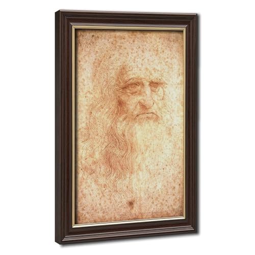 Toile Leonardo Da Vinci portrait de 30,5 x 45,7 cm avec cadre suspendu pour salon