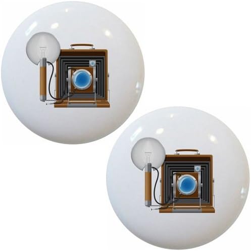 Set of 2 Vintage Camera Ceramic Cabinet Drawer Pulls Knobs