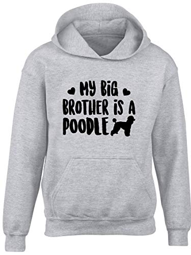 Hippowarehouse My Big Brother is a Poodle Kids Children's Unisex Hoodie Hooded top Grey