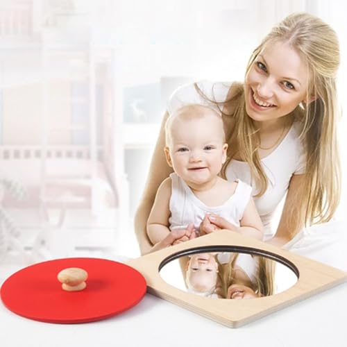 Juguetes sensoriales interactivos de madera con espejo integrado 4