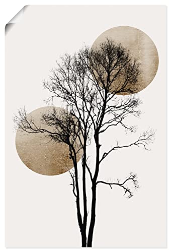 ARTLAND Wanddeko Poster & Kunstdrucke Wandposter 60x90 cm Hochformat Minimalismus Sonne Mond Baum Silhouette U3XE
